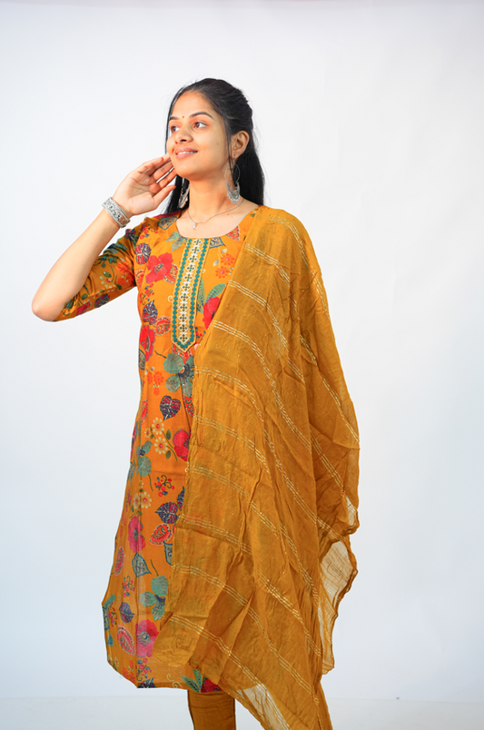 Golden Bloom Floral Kurta